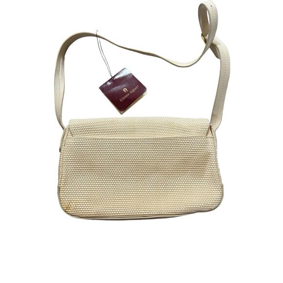 Etienne Aigner Woven Cream Snap Close Leather Strap‎ Crossbody Bag New - Picture 6 of 13